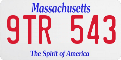 MA license plate 9TR543