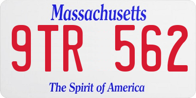 MA license plate 9TR562