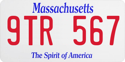 MA license plate 9TR567