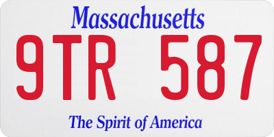 MA license plate 9TR587