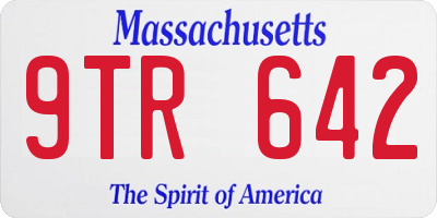 MA license plate 9TR642