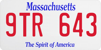 MA license plate 9TR643