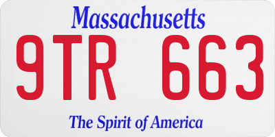 MA license plate 9TR663