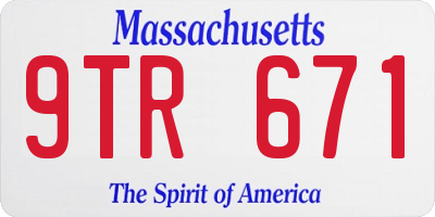 MA license plate 9TR671