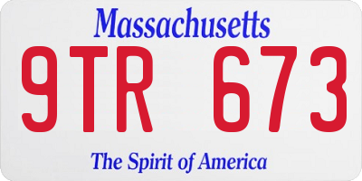 MA license plate 9TR673