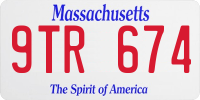 MA license plate 9TR674