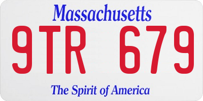 MA license plate 9TR679