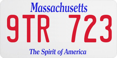 MA license plate 9TR723
