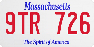 MA license plate 9TR726