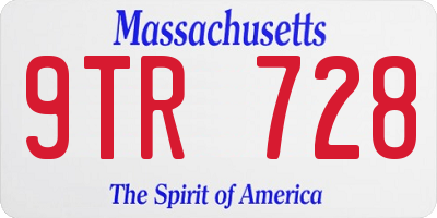 MA license plate 9TR728