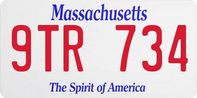 MA license plate 9TR734