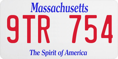 MA license plate 9TR754