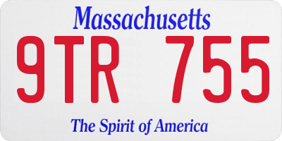 MA license plate 9TR755