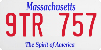 MA license plate 9TR757