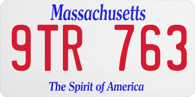 MA license plate 9TR763