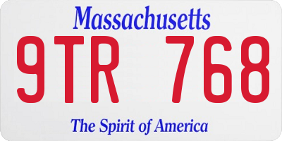 MA license plate 9TR768