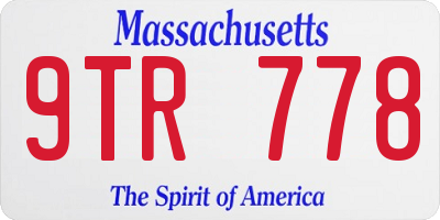 MA license plate 9TR778