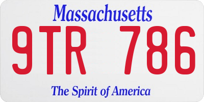 MA license plate 9TR786