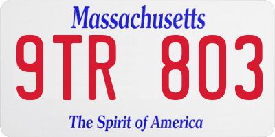 MA license plate 9TR803