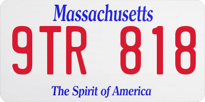 MA license plate 9TR818