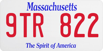 MA license plate 9TR822