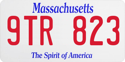 MA license plate 9TR823