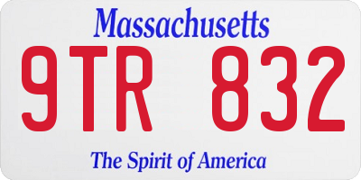 MA license plate 9TR832