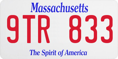 MA license plate 9TR833