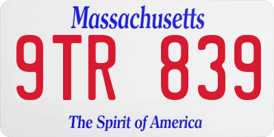 MA license plate 9TR839