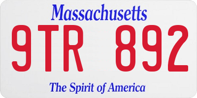 MA license plate 9TR892