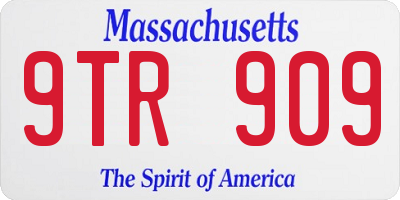 MA license plate 9TR909