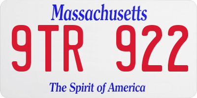 MA license plate 9TR922