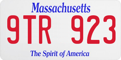 MA license plate 9TR923