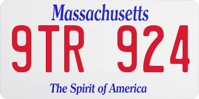 MA license plate 9TR924