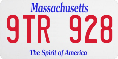 MA license plate 9TR928
