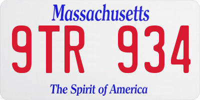 MA license plate 9TR934