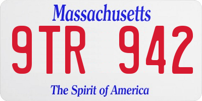 MA license plate 9TR942
