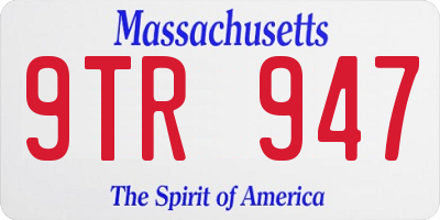MA license plate 9TR947