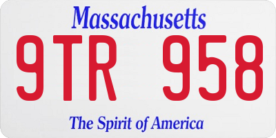 MA license plate 9TR958