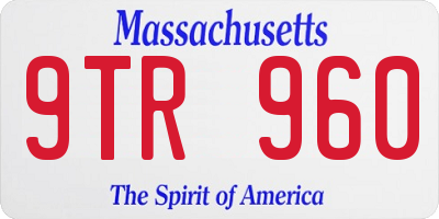 MA license plate 9TR960
