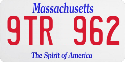 MA license plate 9TR962