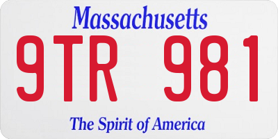 MA license plate 9TR981