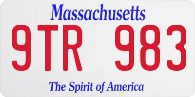 MA license plate 9TR983