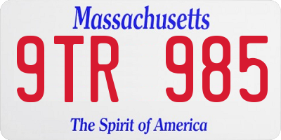 MA license plate 9TR985