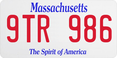 MA license plate 9TR986