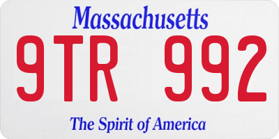 MA license plate 9TR992