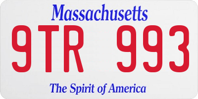 MA license plate 9TR993