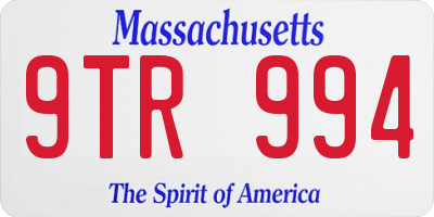 MA license plate 9TR994