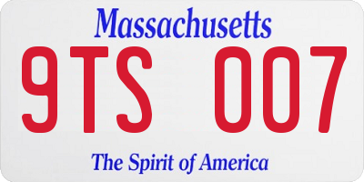 MA license plate 9TS007