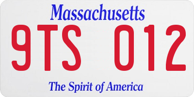 MA license plate 9TS012